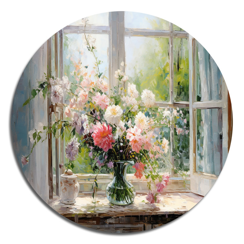 Arencibia - art floral rond en métal, H 29 po x l 29 po
