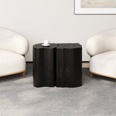 Table de bout irrégulière Black 21, conception divisée pour les petits espaces intérieurs et extérieurs, couleur de mélange de fibre de verre, espaces de vie, fabriquée à 85% 15% de fibre de verre, polyvalente