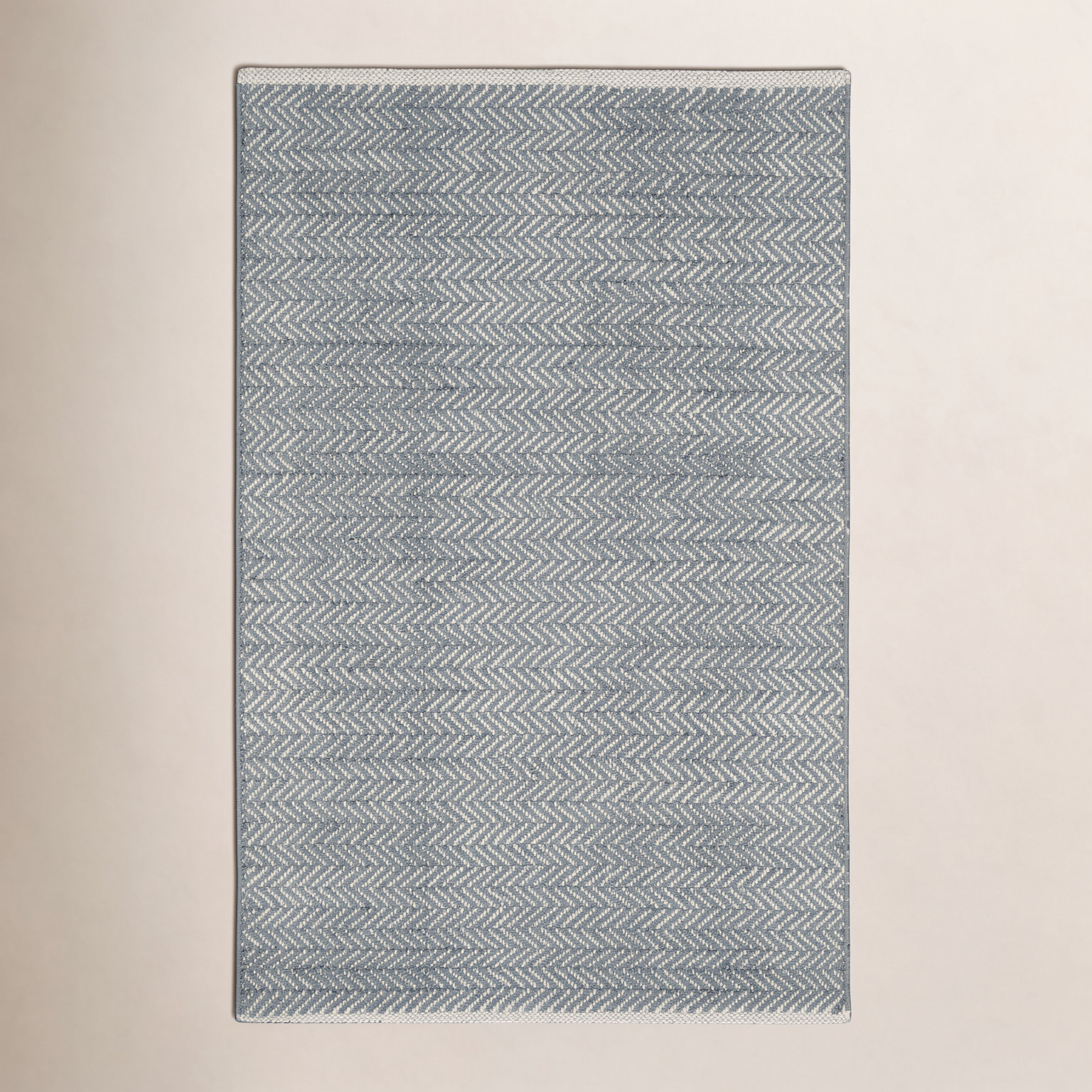 Herringbone Swedish Blue Hand-Woven Cotton Rug, Rectangle 9'6" x 13'6", Slate Gray
