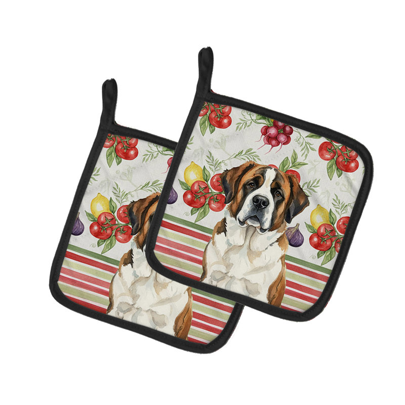 Paire de supports à casseroles Brindle and White Saint Bernard,  Bringé / blanc