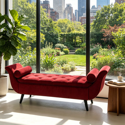 Banc de rangement rembourré en velours