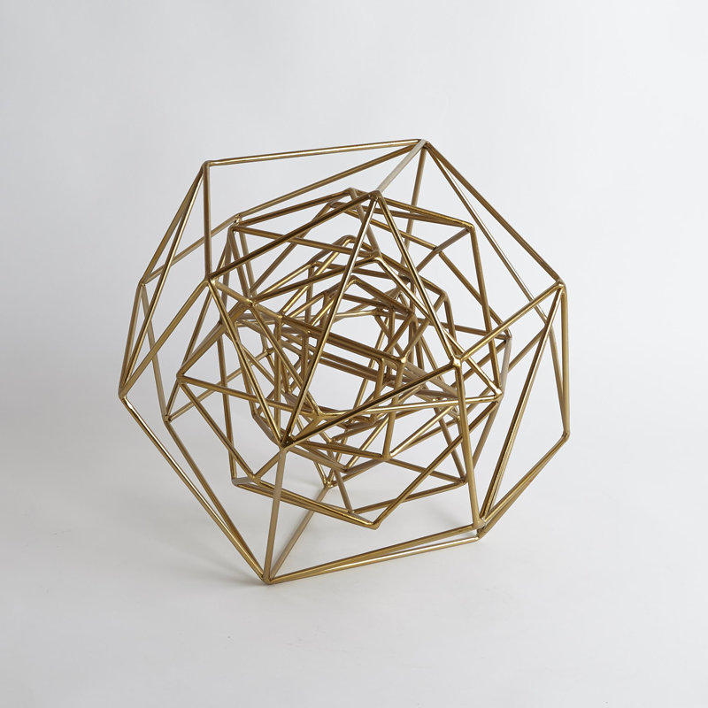 Geo Sculpture, 8" H x 10" W x 10" D, Gold