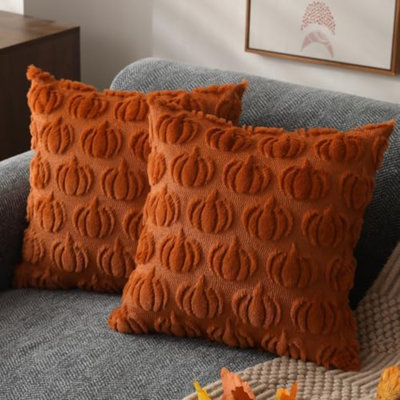 Couvre-oreiller d'automne 22 x 22 2 pièces décorations d'automne rouille citrouille pour la maison