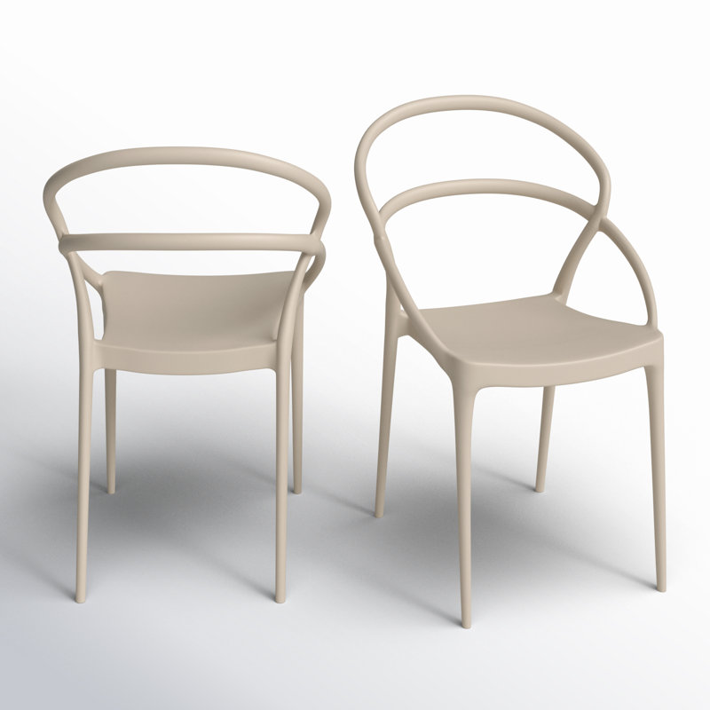 Ensemble de 2 chaises de patio empilables Farrah, Taupe