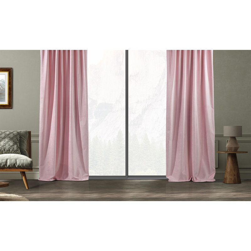 Blackout Single Curtain Panel, 130cm Width x 375cm Drop, Pink