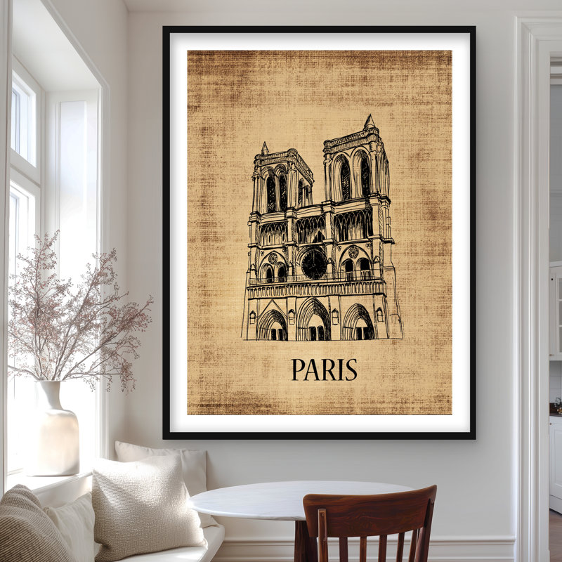 Illustration de Notre-Dame de Paris | Impression encadrée avec passe-partout