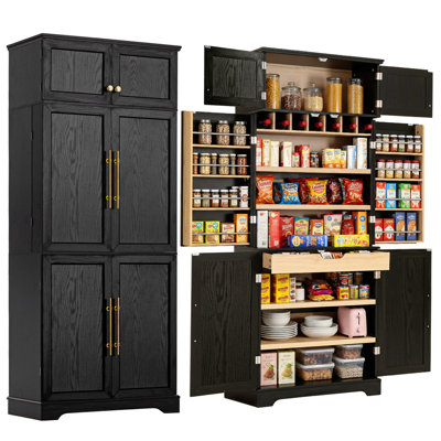 Grand garde-manger de style campagnard 78,2 po avec 4 tiroirs cachés