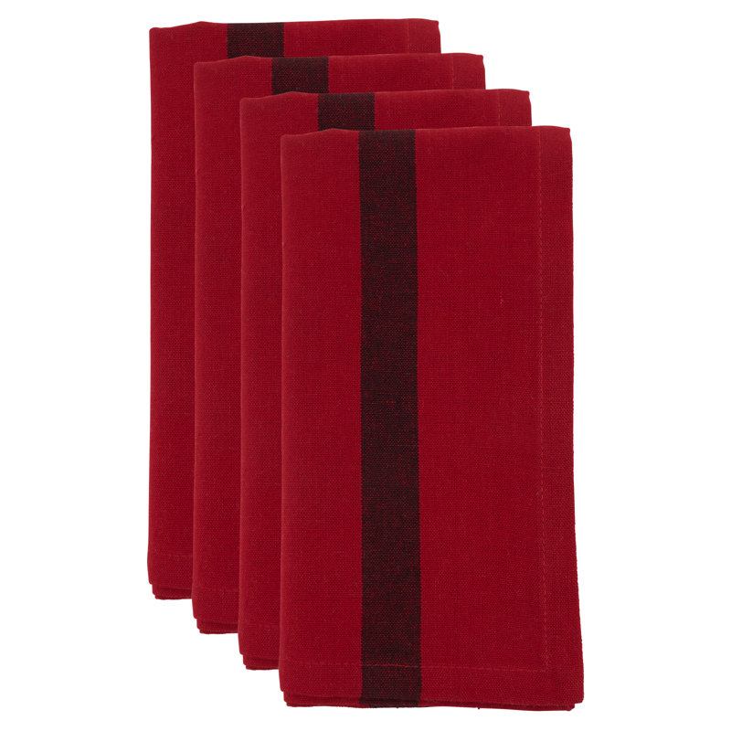 Ensemble de serviettes en coton 4 pièces Poyen, Rouge