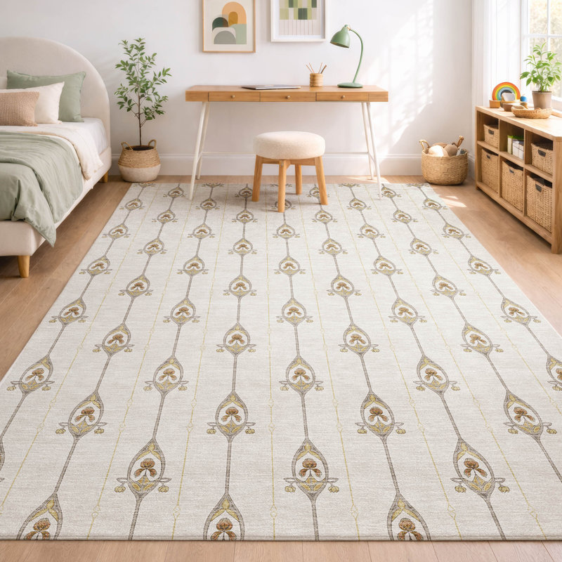 Machine Washable Indoor/Outdoor Chantille ACN2691 Kids Rug, Ivoire ivoire, 2 pi 6 po x 3 pi 10 po