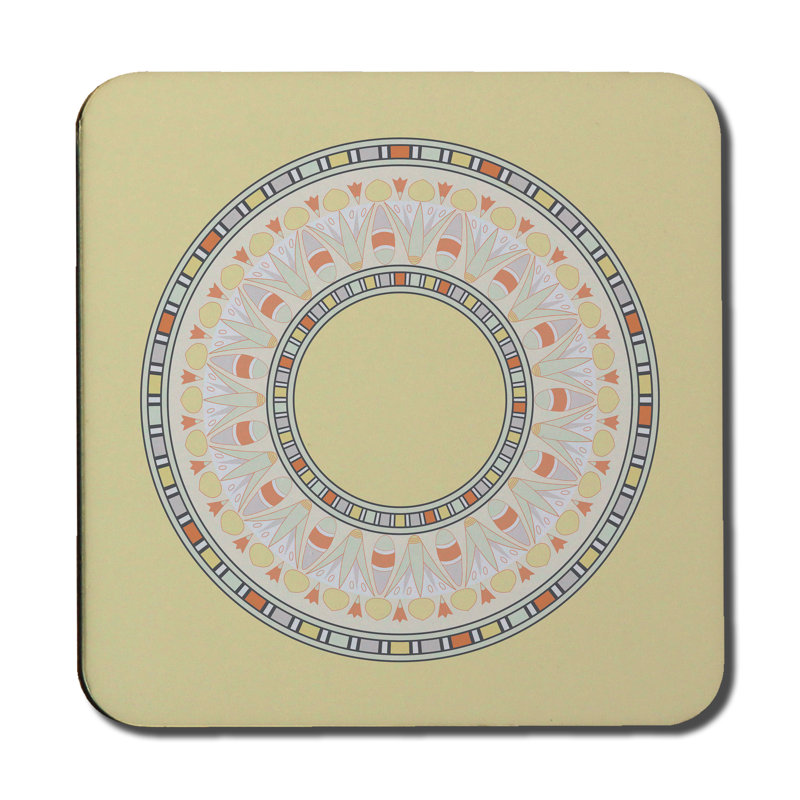 Square 6 Piece Coaster Set, Yellow