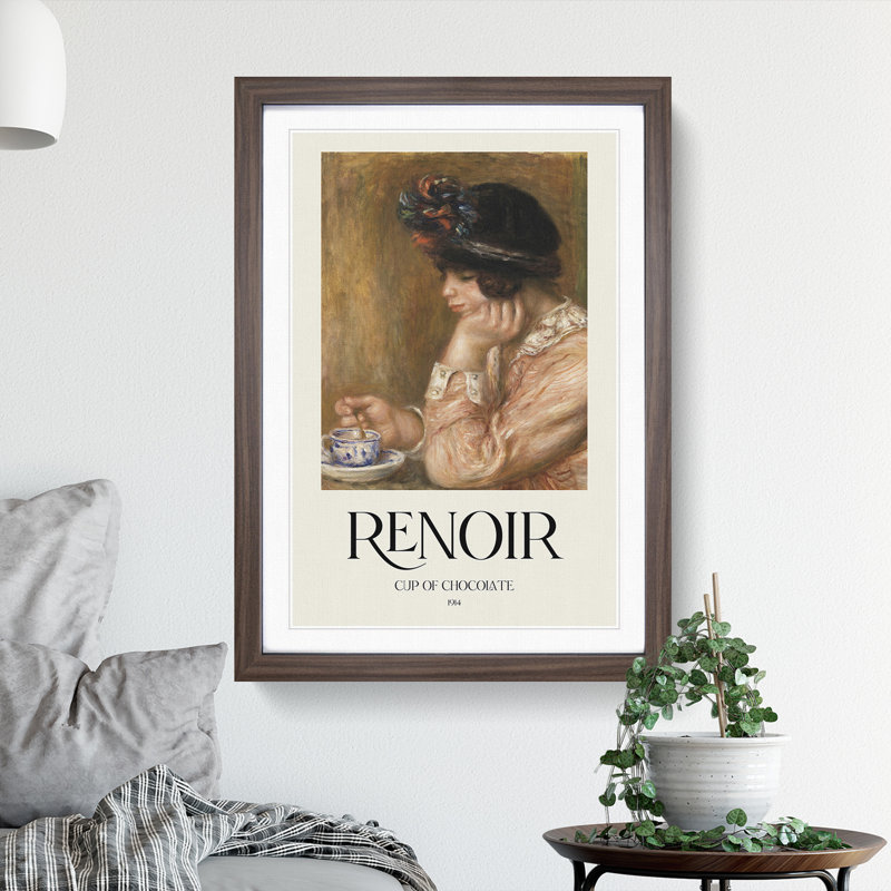 Cup Of Chocolate by Pierre-Auguste Renoir - Single Picture Frame Print, 36cm H x 27cm W x 2cm D, Walnut Framed