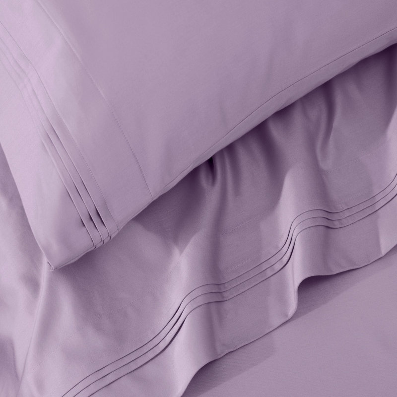 Aldin 650 Thread Count Certified Egyptian Cotton Solid Color Pillowcase Set, Standard, Wisteria
