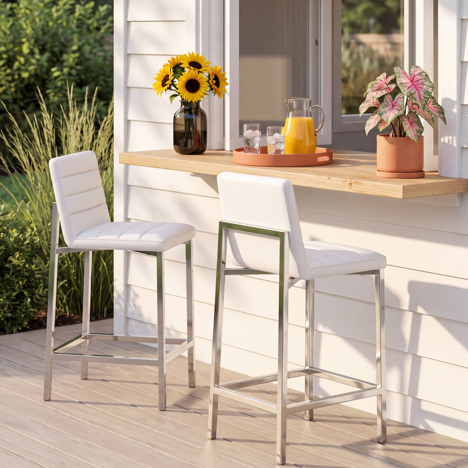 Misa Bar and Counter Stool, White, Counter Stool (26" Seat Height)