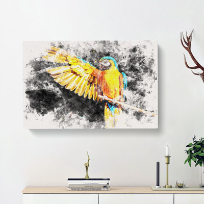 Yellow Macaw Parrot - Wrapped Canvas