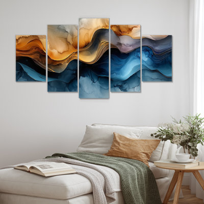 «Urban City», encre liquide paysage I - art mural abstrait à l'encre liquide - Art mural moderne