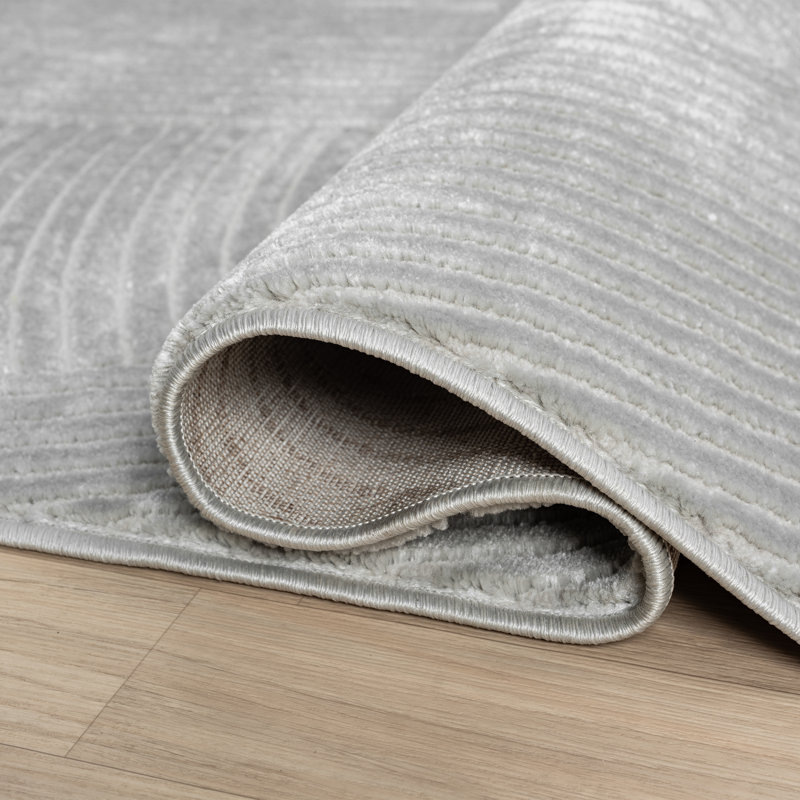 Abani Neutral NTL130C Grey Zen Reiki Circles Area rug, Rectangle 7'11" x 10'2"