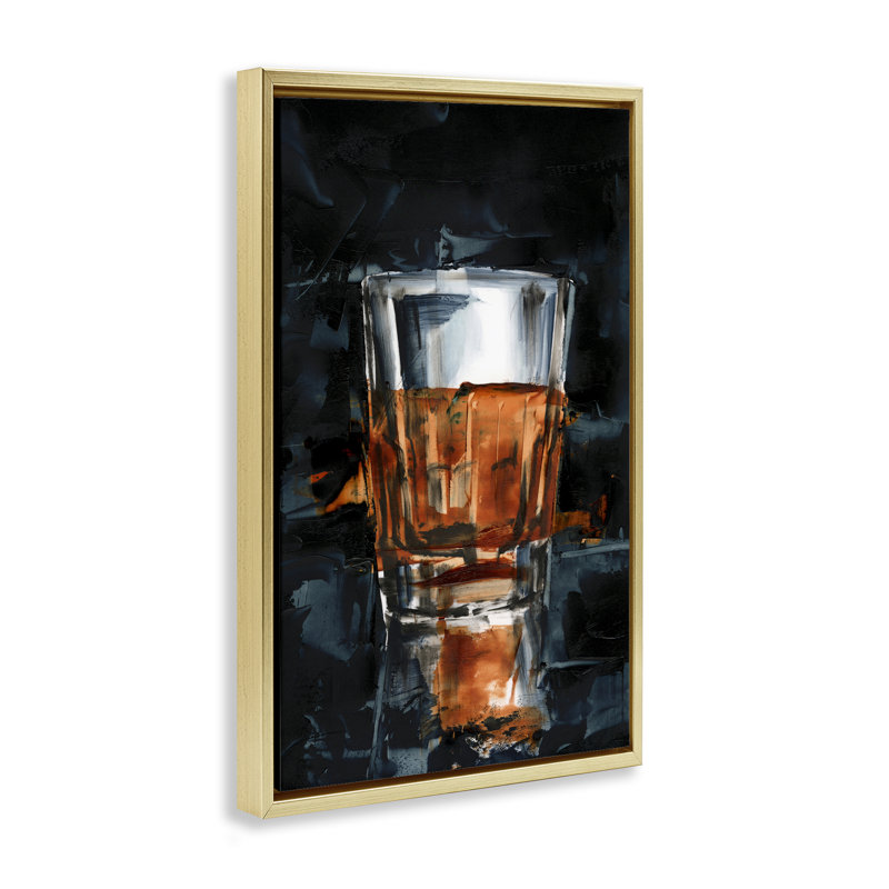  Toile flottante droite avec verre encadré Whiskey par Ethan Harper, H 31 po x l 21 po, Cadre flottant métallique doré