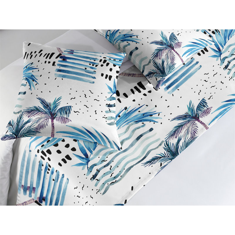 Ensemble de chemin de lit Ambesonne Tropical Palm Zigzag, Très grand lit