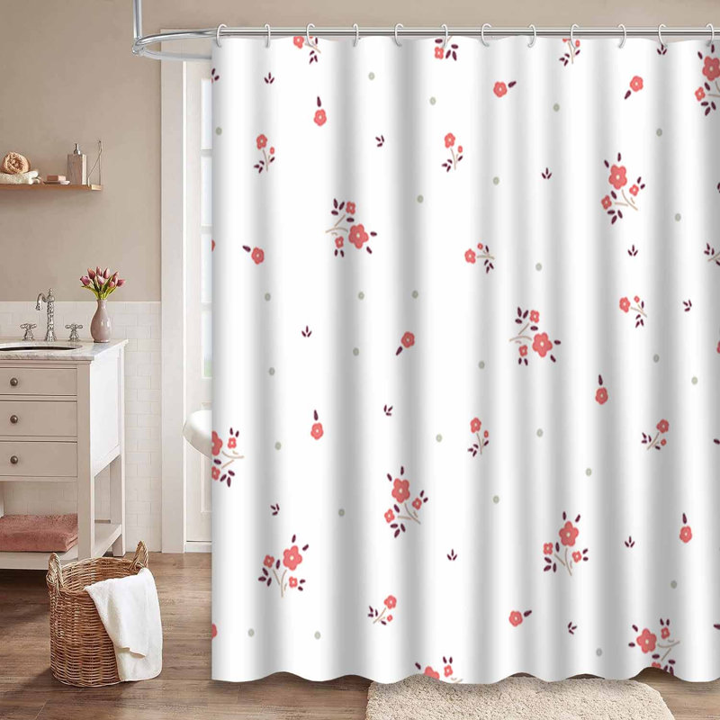 Rideau de douche imperméable à motif floral avec 12 petits crochets, L 72 po x l 72 po