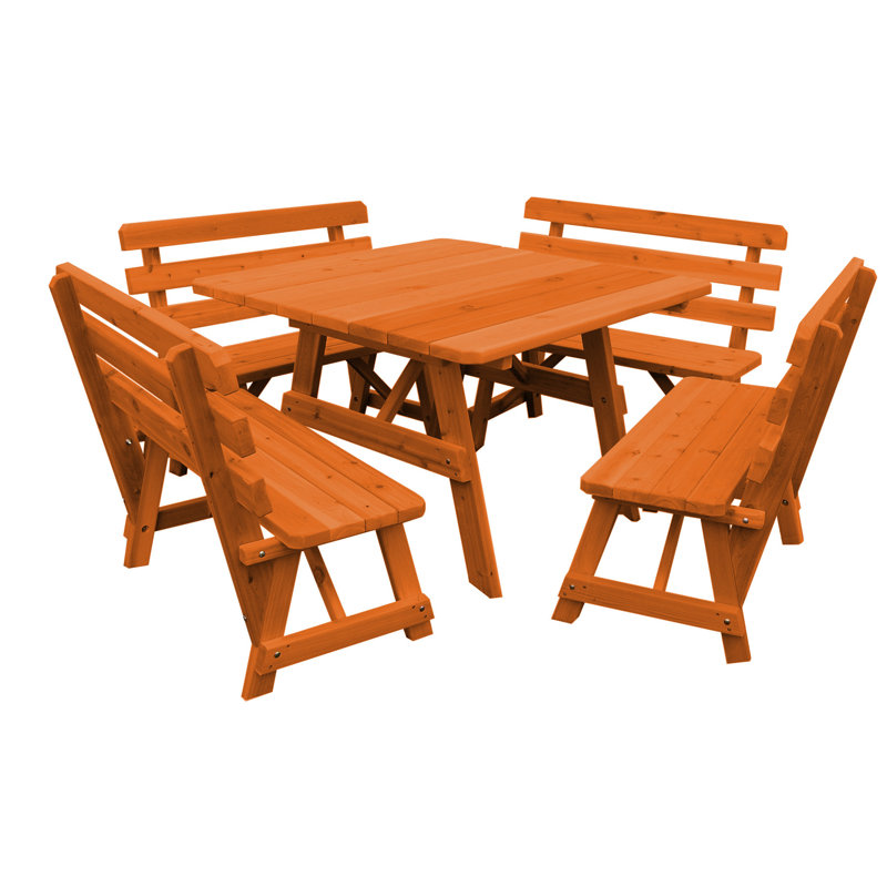 Ensemble de salle à manger 5 pièces, Bois rouge