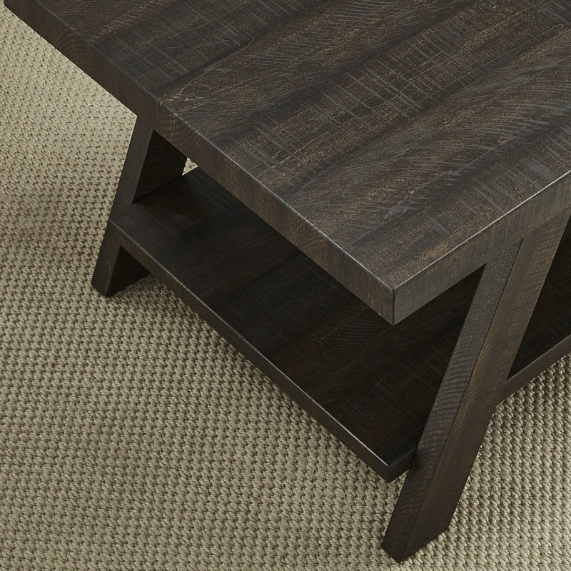 Table d'appoint à tablette contemporaine en bois espresso vieilli, Brun
