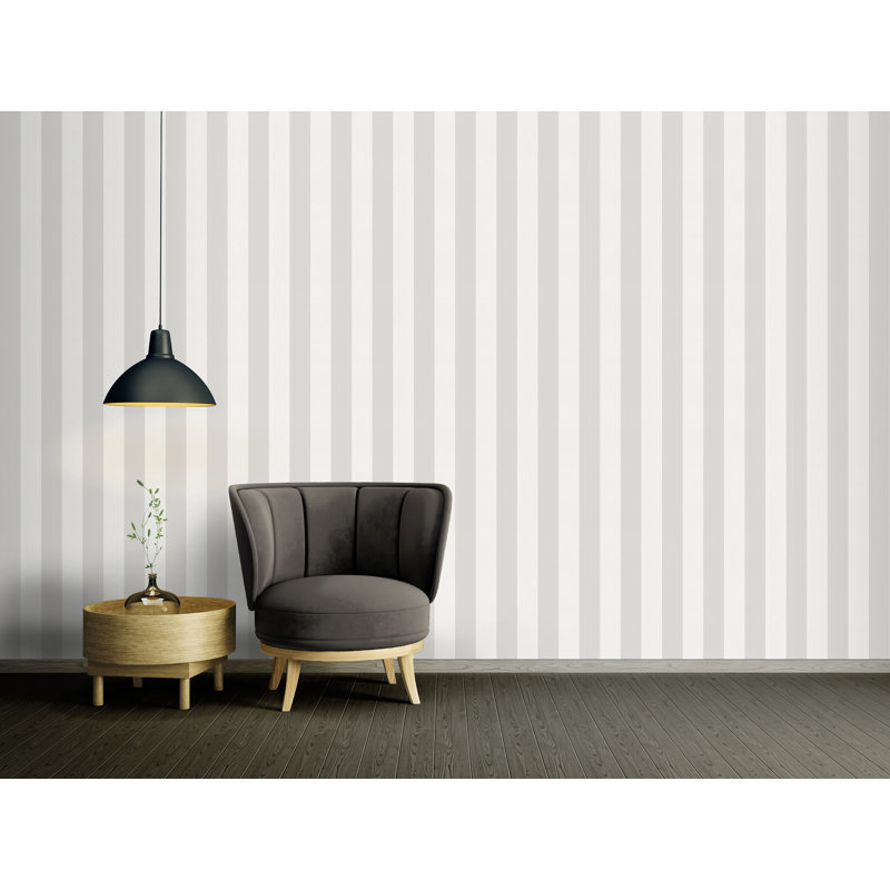 Maison Charme Stripe Motif 10.05m x 53cm Wallpaper Roll, Silver