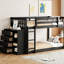 Lit simple superposé au-dessus avec compartiments de rangement supplémentaires - 4 tiroirs et 3 tablettes et look pour chambre à coucher-2134976817-2134976823