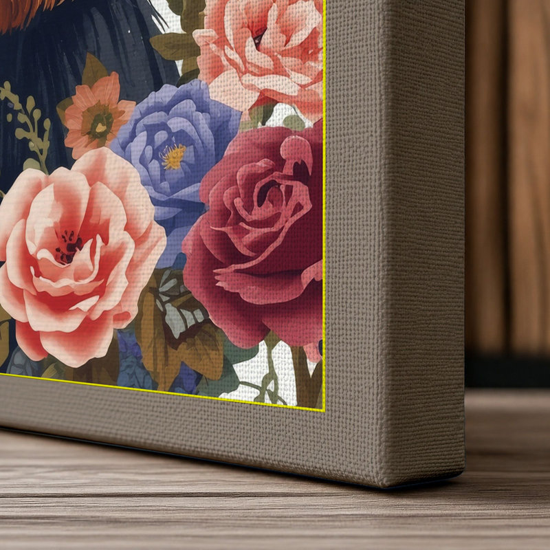 Terrier in Bloom Botanical - Wrapped Canvas, 18x12 - 45.7 x 30.5 cm, Taupe Border