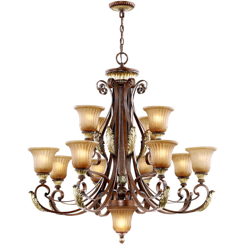 Lustre 13 lumières à abat-jour Ahran