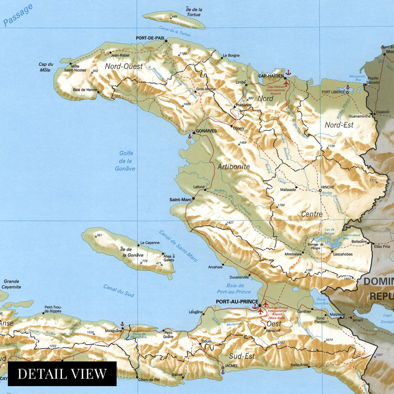 Carte d'Haïti de 94, l 24 po x H 24 po
