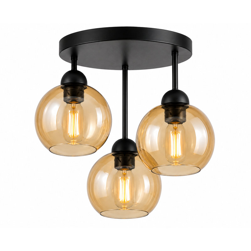 Glass Semi Flush Mount, Black