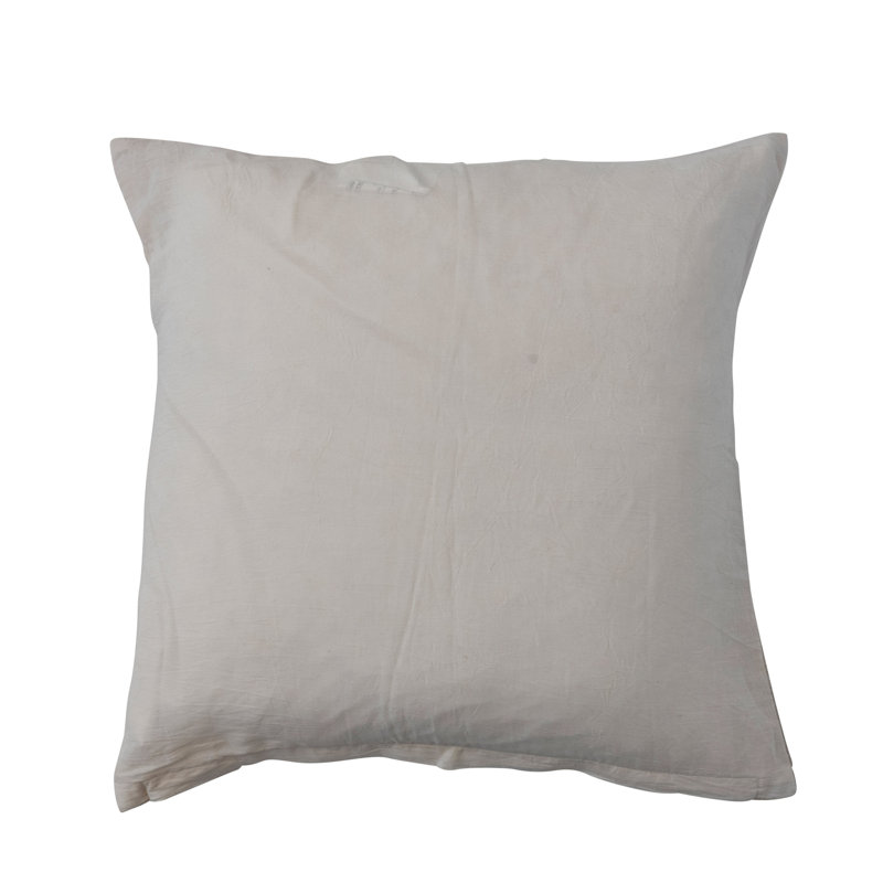 Patchwork Geometric Embroidered Cotton Throw Pillow Cover, 20" x 20"