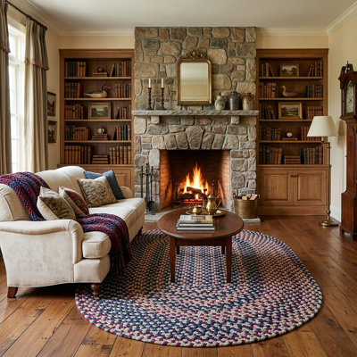 Tapis d'intérieur réversible et multicolore en nylon tressé, polyester et laine Walnut Cove