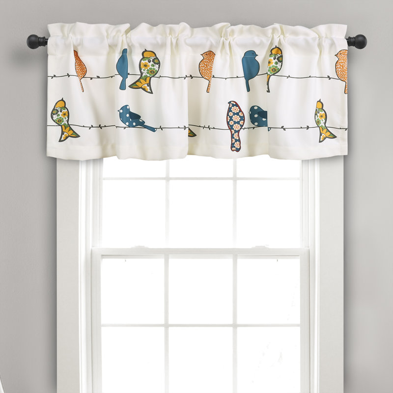 Rowley Birds Tailored 52'' W Window Valance, Yellow/Blue