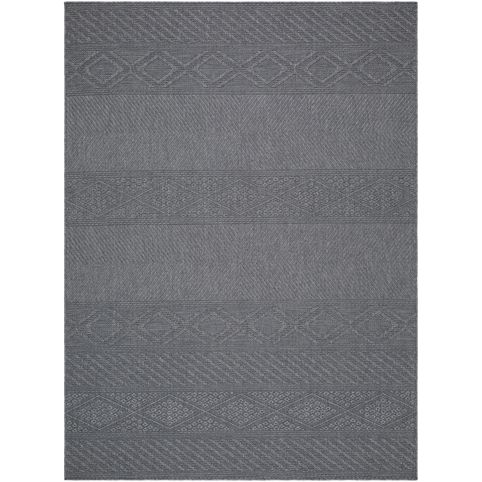 Winn Black Indoor/Outdoor Rug, Rectangle 7'10" x 10'