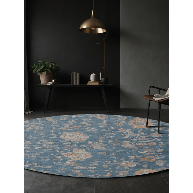 Tapis gris lavable à la machine, Rond 5 pi