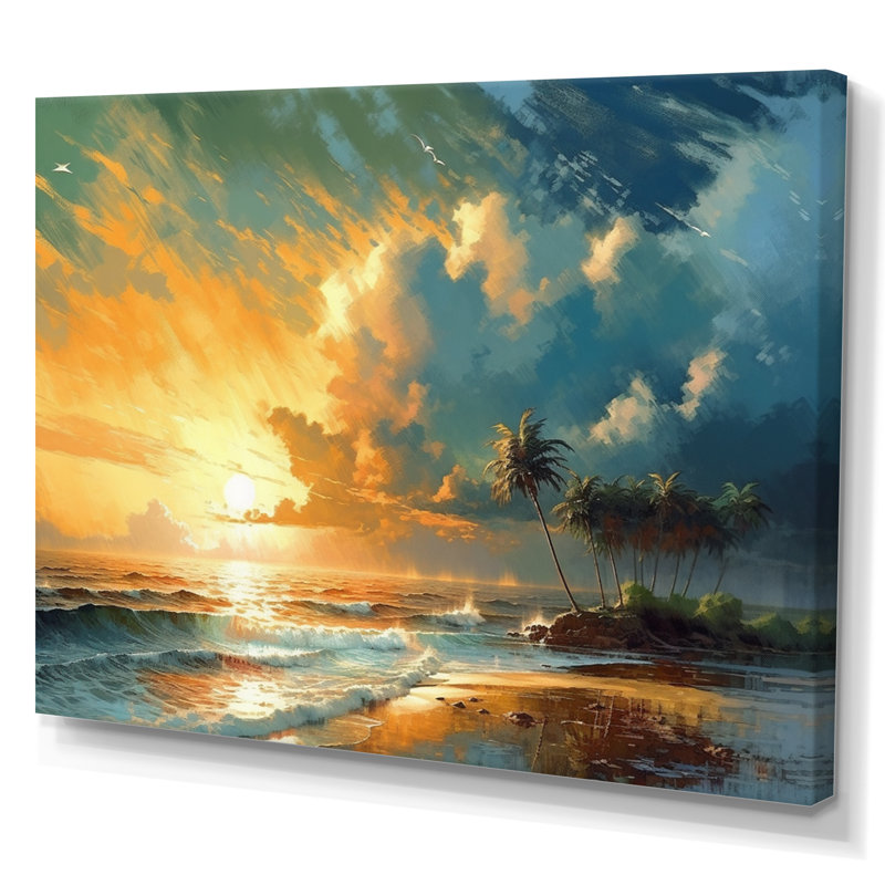 «Yellow and Blue Coastal Escapes» sur toile, H 16 po x l 32 po x P 1 po
