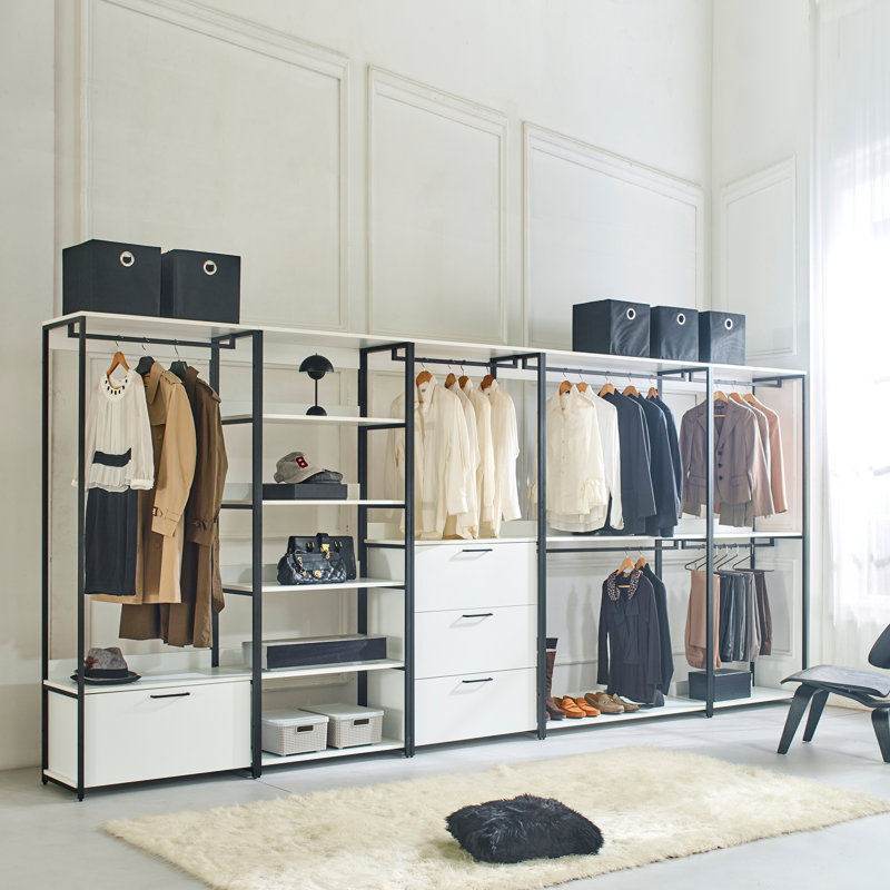 Walk-in en bois et métal, H 77,7 po x l 31,5 po x P 31,5 po