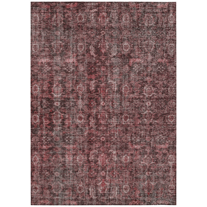 Tapis intérieur lavable 9 pi x 12 pi rose et rouge brique