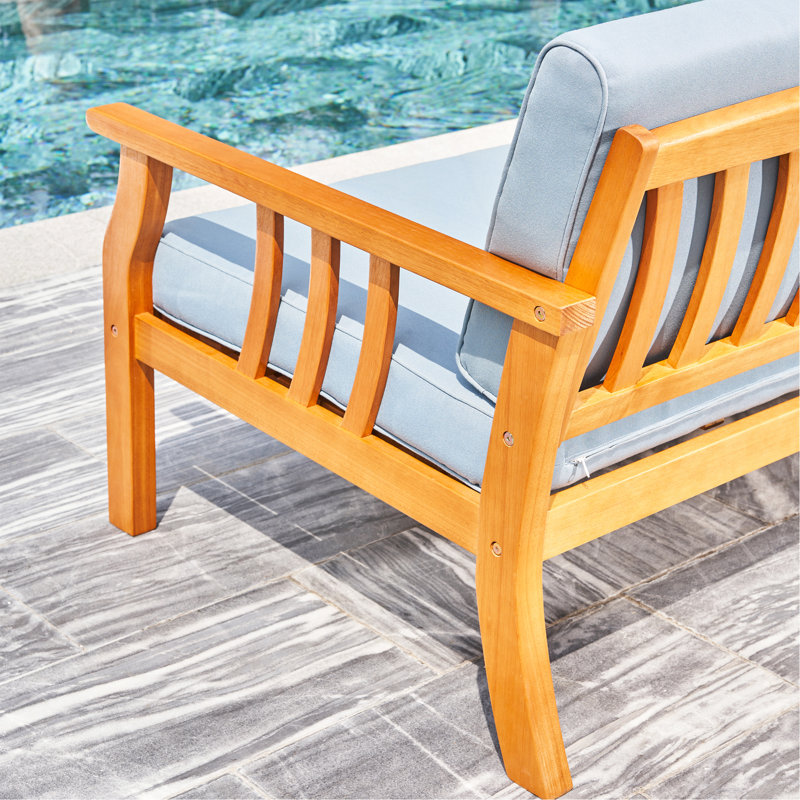 Banc d'extérieur en bois avec coussin Nautical Eucalyptus