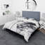 Ensemble de housse de couette en microfibre blanc / gris-66392067