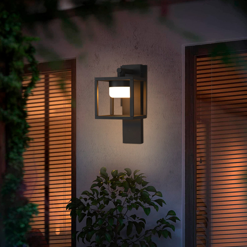 Outdoor Wall Sconce Exterior IP44 Waterproof LED Wall Light Classic Wall Lamp Lantern Square Mount, Black