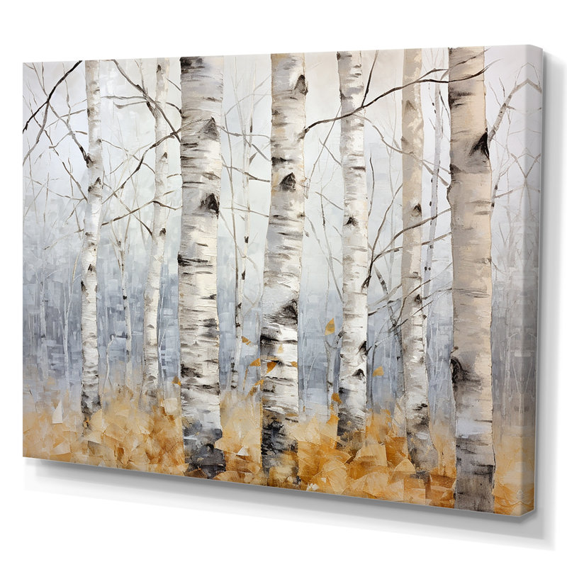 Minimalisme, arbre, bouleaux, souffle III, sur toile, Toile tendue, 30" H x 40" W