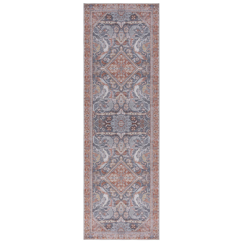 Tapis oriental gris / rouille Abdussamad, Tapis de couloir 2 pi 6 po x 8 pi