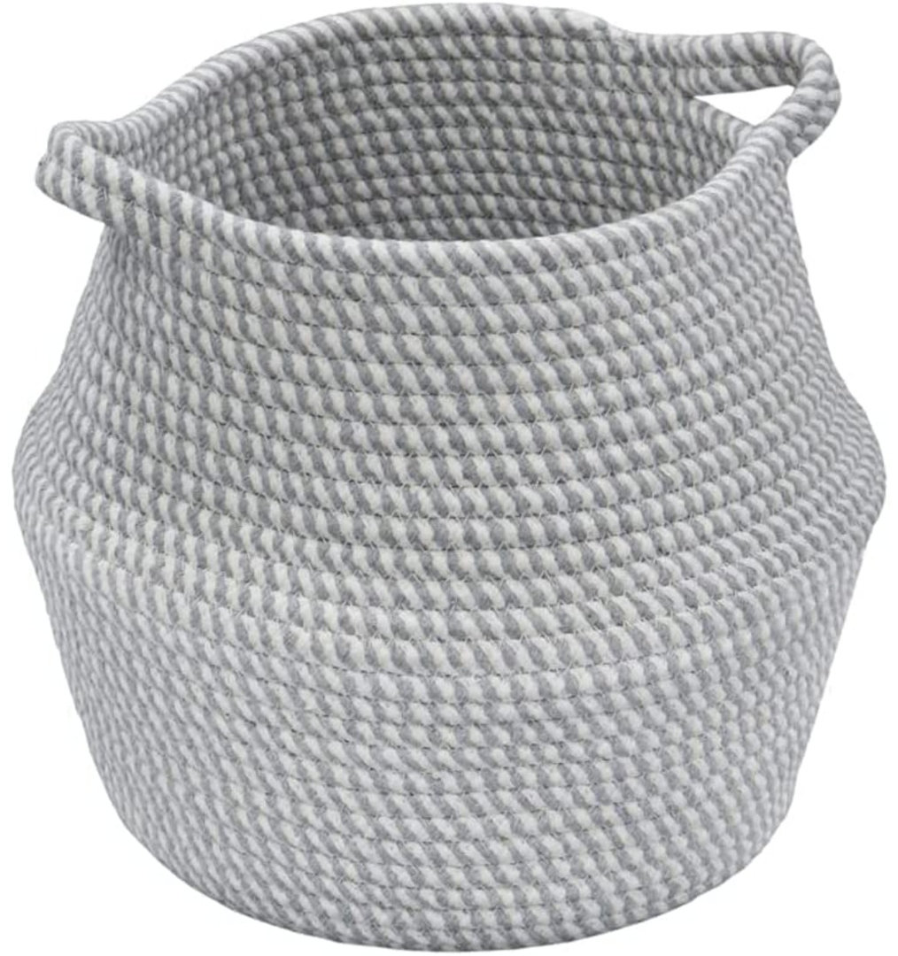 MantraRaj Fabric Storage Basket Round Belly Cotton Rope Storage Container Multipurpose Organiser