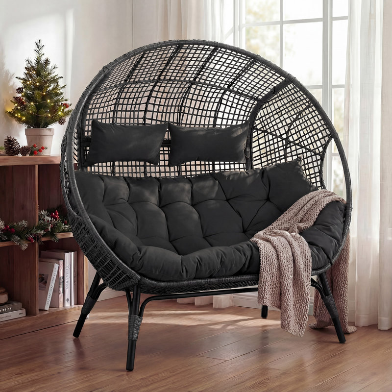 Fauteuil en osier 2 pièces Damarie, Gris