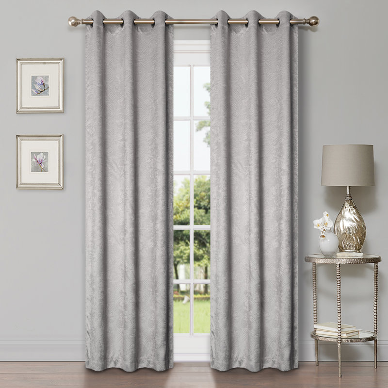 Vedder Geometric Room Darkening Thermal Curtain Panels, 52" W x 120" L, Chrome