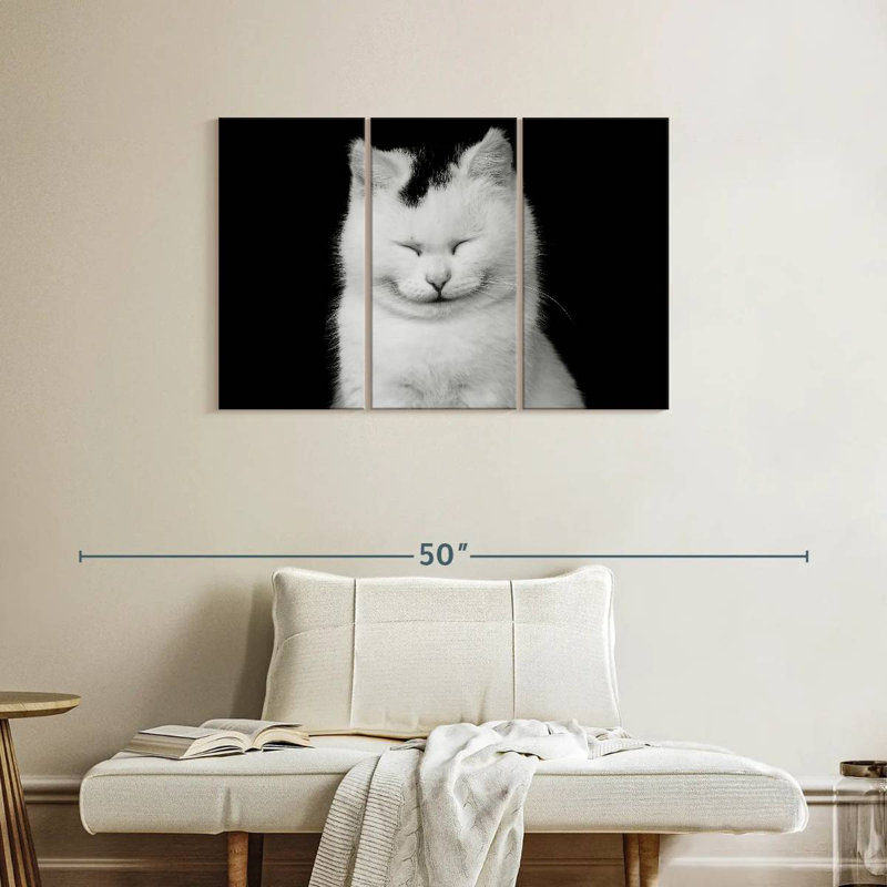 Delighted White Cat, 24" H x 38" W