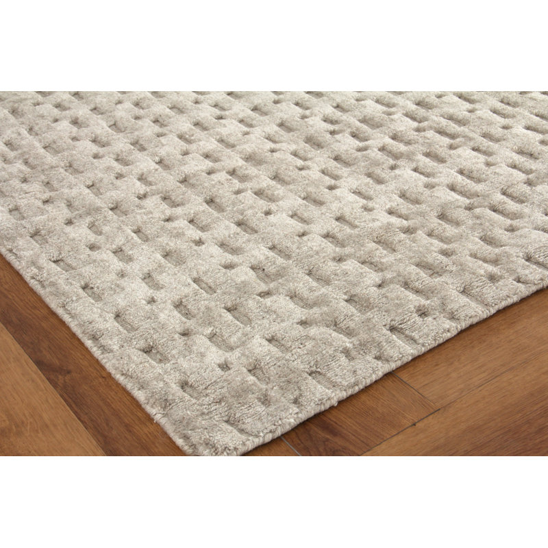 Monroe Silk Hand Woven Geometric Area Rug, Rectangle 6' x 9'