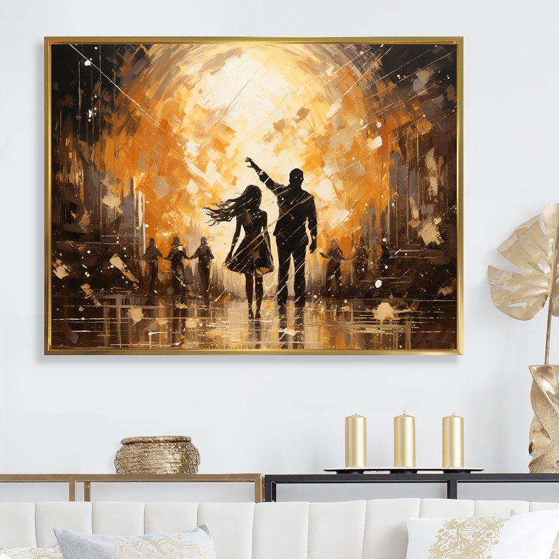 Disco Dazzle Dancer Complicity sur toile, Cadre flottant doré, L 44 po x H 34 po